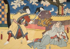 Scena dal Genji monogatari (Racconto di Genji) di Murasaki Shibuku (n. 978) c. 1860 da Utagawa and Toyokuni Kuniyoshi