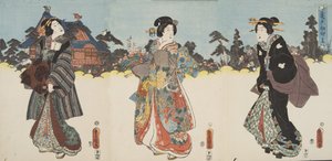 Scena dal Genji monogatari (Racconto di Genji) di Murasaki Shibuku (n. 978) c. 1860 da Utagawa and Toyokuni Kuniyoshi