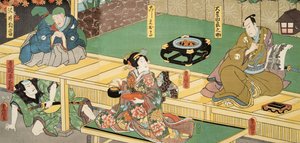 Scena dal Genji monogatari (Racconto di Genji) di Murasaki Shibuku (n. 978) c. 1860