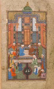 Scena di palazzo in un Tuhfat al-Ahrar (Dono dei liberi) Bukhara, Uzbekistan, periodo Uzbek, c.1540 da Uzbek School