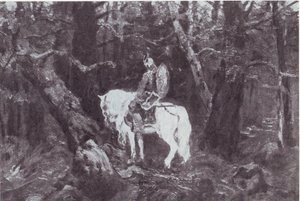 In contemplazione (Cavaliere a cavallo entra nella foresta oscura) da V.Vasnetsov