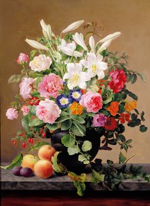 Natura morta con fiori e frutta
