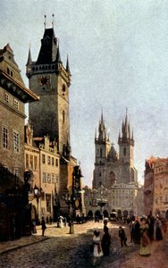 Piazza Starometsky e municipio a Praga, c. 1900