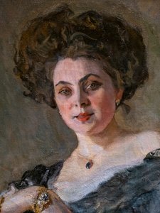 Ritratto di Evdokiya Sergeevna Morozova (dettaglio) da Valentin Aleksandrovich Serov