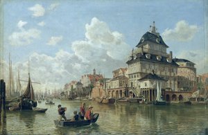 La casa delle barche al porto di Amburgo, 1850 da Valentin Ruths