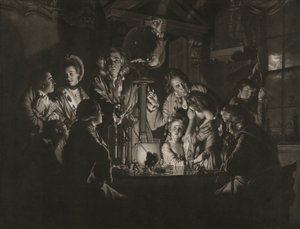 Un filosofo che fa un esperimento sulla pompa ad aria