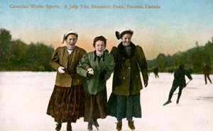 Sport invernali canadesi: un trio allegro, Grenadier Pond, Toronto, Canada, XX secolo
