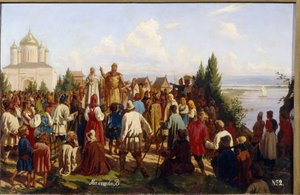 Il gran principe di Novgorod e Kiev, Jaroslav I Vladimirovich, detto il Saggio, promulga il primo codice giuridico Russkaya Pravda nel 1019 da Vasili Georgievich Malyschev