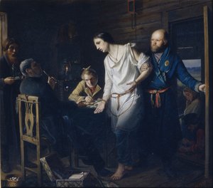Commissario della polizia rurale che indaga, 1857 da Vasili Grigorevich Perov