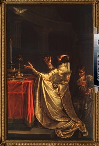 Basilio il Grande (330-379) si prostra davanti alla colomba dello Spirito Santo da Vasili Kuzmich Shebuev