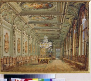 La sala da pranzo principale (Galleria di Enrico II) del Palazzo Yusupov a San Pietroburgo da Vasili Semenovich Sadovnikov
