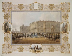 Rassegna del Reggimento delle Guardie a Cavallo davanti al Palazzo d