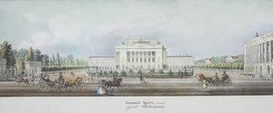 Il Teatro Imperiale Bolshoi Kamenny di San Pietroburgo dal panorama della Prospettiva Nevsky da Vasili Semenovich Sadovnikov