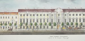 Il Palazzo Stroganov dal panorama della Prospettiva Nevsky da Vasili Semenovich Sadovnikov