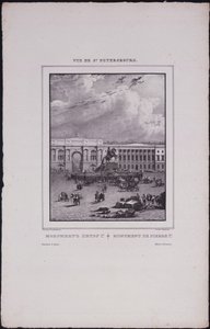 Vedute di San Pietroburgo. La statua equestre di Pietro il Grande in Piazza del Senato, 1833 da Vasili Semenovich Sadovnikov