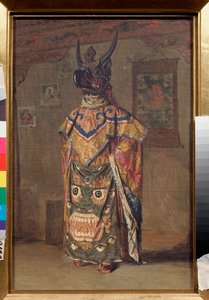 Un lama a una festa buddista nel monastero di Rumtek a Sikkim