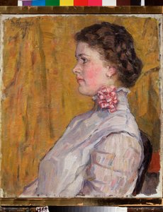 Ritratto di donna su sfondo giallo da Vasilij Ivanovic Surikov