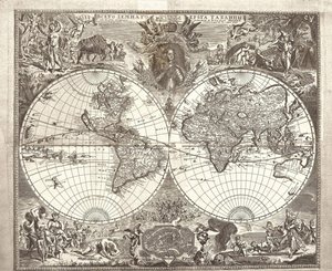 Mappa del mondo a doppio emisfero, 1713