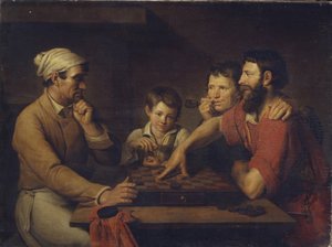 Un Cuoco che Gioca a Dama con un Custode, 1824 da Vasily Ivanovich Gryaznov