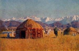 Yourta kirghisa presso il fiume Chu, 1869-1870, 1965 da Vasily Vereshchagin