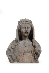 Busto scolpito in marmo di una santa