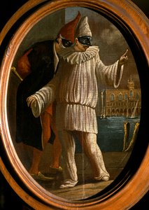 Pulcinella e Pantalone. XVIII secolo (olio) da Venetian School