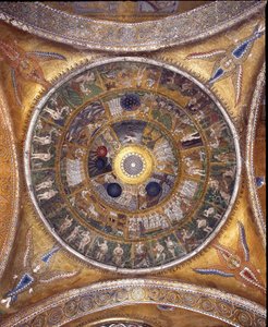 Vista della cupola con mosaici su sfondo dorato da Veneto Byzantine School