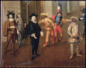Comici italiani e francesi che recitano in farse, 1670 (dettaglio) da Verio