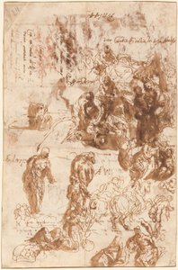 Studi per Giuditta e Oloferne, Davide e Golia, Il ritrovamento di Mosè e altri [recto] da Veronese