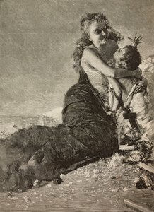 Rinascimento, madre con bambino, da dipinto di Vincenzo Irolli da Vicenzo (after) Irolli