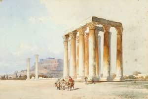 Tempio di Zeus con Acropoli, Partenone, Atene da Vicenzo Lanza