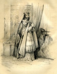 Dagoberto I (ca. 600-639) re di Austrasia (623-629), re di tutti i Franchi (629-634), re di Neustria e Borgogna (634-639). Il regno di Dagoberto I da Victor Adam