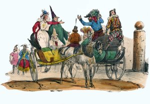 Le Mascherate del carnevale. in "Album Grotesque, Scelte di Tipi Eccezionali", illustrazioni di Victor Adam, Parigi, circa 1850