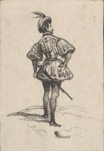Uomo con spada e cappello piumato, visto da dietro da Victor Adam