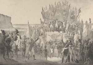 Festa militare a Boulogne con Napoleone che distribuisce le stelle della Legione d