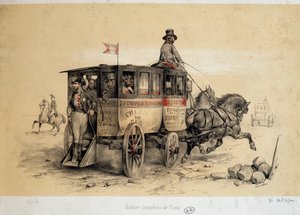 Omnibus di Parigi - Litografia di Adam, ca. 1840