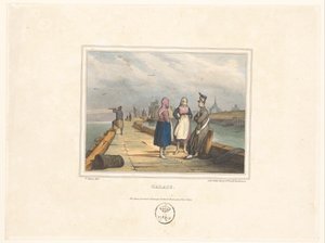 Due ragazze e un soldato sul molo di Calais