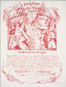 Prestare al tuo paese è combattere dietro - Educazione Civica. Poster di guerra da Victor Emile Prouve