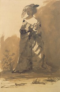 Donna che Indossa un Cappotto e un Cappello con Piume