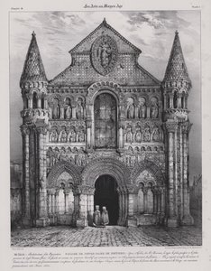 Facciata romanica della Chiesa di Notre Dame la Grande, Poitiers, Francia da Victor Jean Baptiste (after) Petit