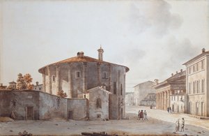 Il Tempio di Vesta e a destra il Tempio di Portuno da Victor Jean Nicolle