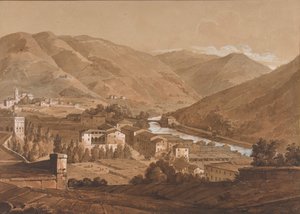 Città in una valle alpina, n.d.