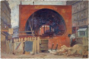 I lavori della metropolitana in place Saint-Michel nel 1906, in 11-1906 da Victor Marec