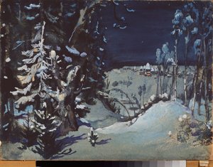 Progetto di decorazione per la pièce teatrale La fanciulla delle nevi di Alexander Ostrovsky da Victor Mikhailovich Vasnetsov