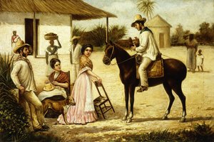 Famiglia di contadini alla porta del fienile; Familia de Guajiros a la Puerta de un Potrero, ca.1880 da Victor Patricio Landaluce