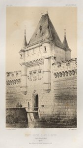 Architettura pittoresca o monumenti dei secoli XV e XVI: Castelli di Francia dei secoli XV e XVI: Tav. 80, Porta Notre-Dame a Sens (Yonne) da Victor Petit