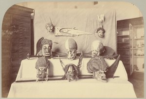 Pl. XIV. Maschere, ecc.: Isole Salomone da Victor Prevost, Gaston L. Feuardent and Co., New York