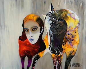 Donna astratta con cavallo