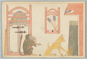 La scimmia e il gatto, illustrazione per le favole di Esopo da Victor Wilbour