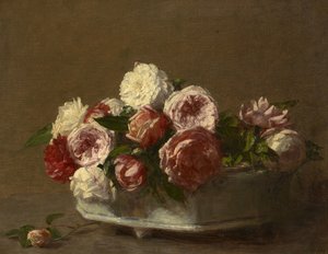 Rose in un vaso di porcellana, c.1875?-1900 da Victoria Dubourg